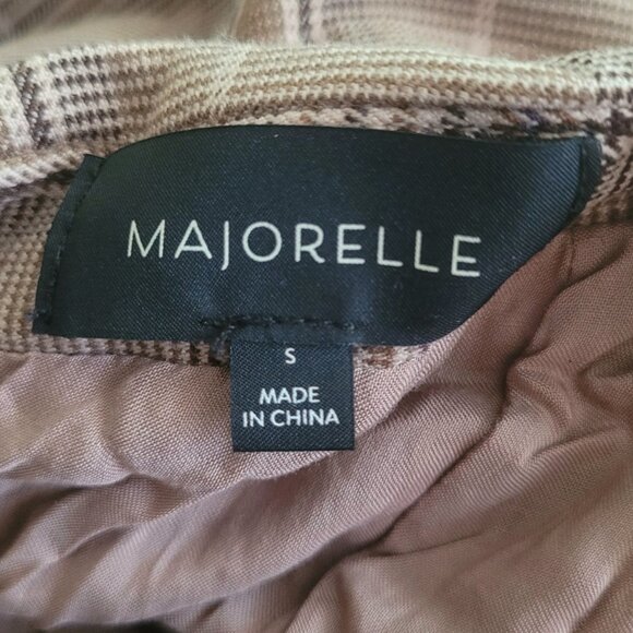 Revolve Majorelle tan plaid puff sleeve lace-up Darlene Mini Dress size S EUC - Picture 9 of 12